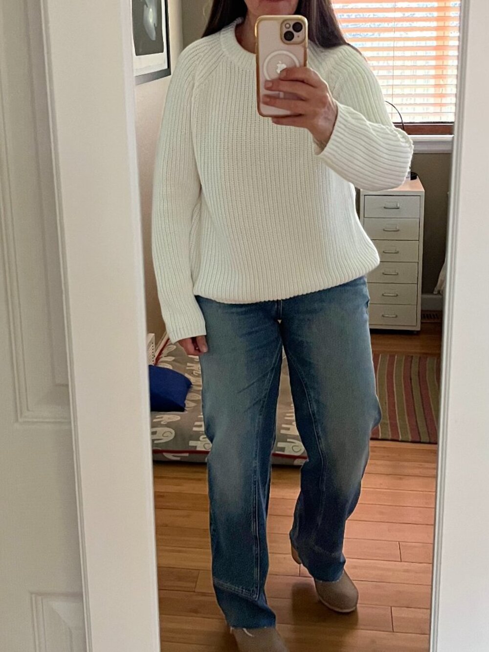✨Quince 100% Organic Cotton Fisherman Crew Sweater — Ivory | XS